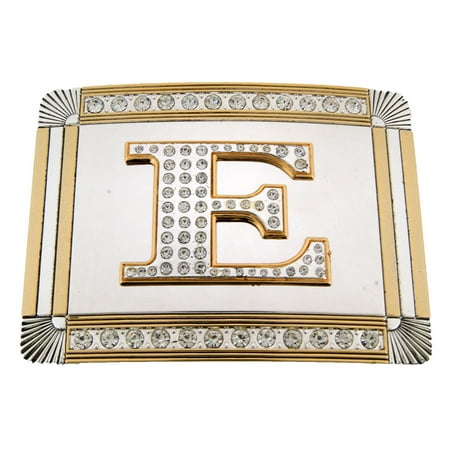 - Big Initial E Letter Alphabet Belt Buckle Western Cowboy Rodeo Gold Silver Shiny