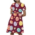 thumbnail image 5 of Fjofpr Girls Clothes under $10 Toddler Kids Girls Print Short Sleeve Stretchy Dress A Line Dress（4-14Years）, 5 of 6