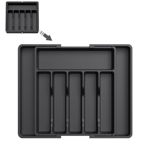 Extra Large Expandable Silverware Organizer, BPA-Free Food-Safe Cutlery Flatware Organizer, Kitchen Utensil Drawer Organizer, Adjustable Silverware Holder for Spoons Forks Knives