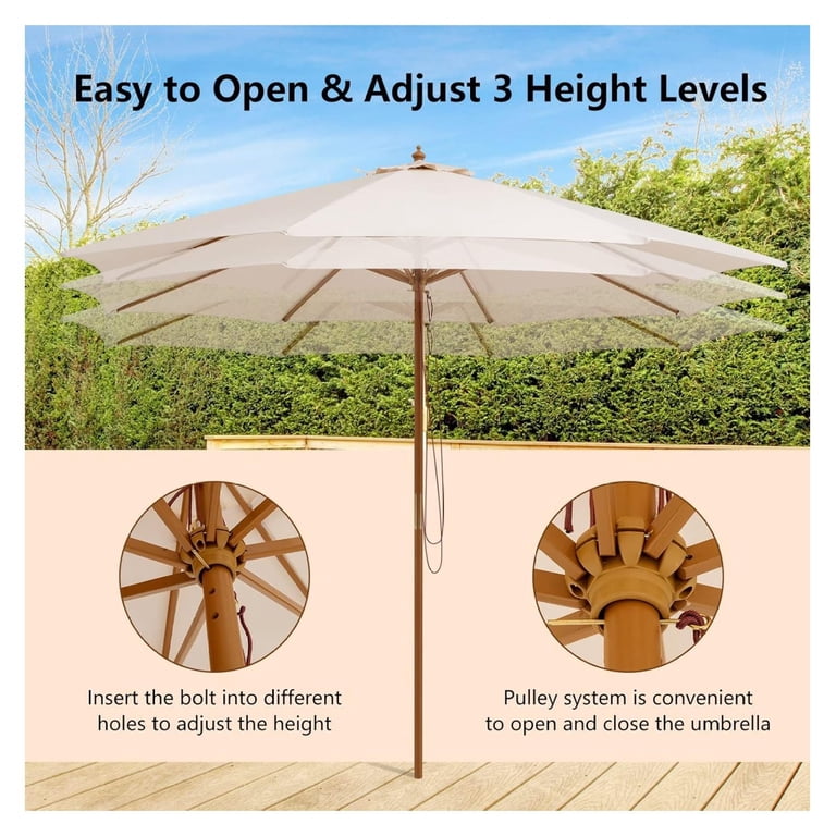 10 foot diameter circular wood patio umbrella Domi Cantilever Grain- Round Navy Blue / 12ft From sunrise breakfasts to evening coffee this umbrella will invite you to use your patio Domi Cantilever Umbrella Wood Grain-