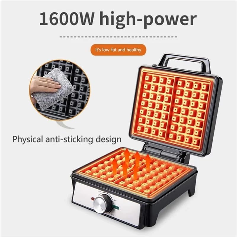 2-Slice Waffle Maker with Nonstick Surface, 1200W Waffle Iron, Time & Temperature Control, Browning Control, Perfect Waffle Maker for Kids and Families, Stainless Steel