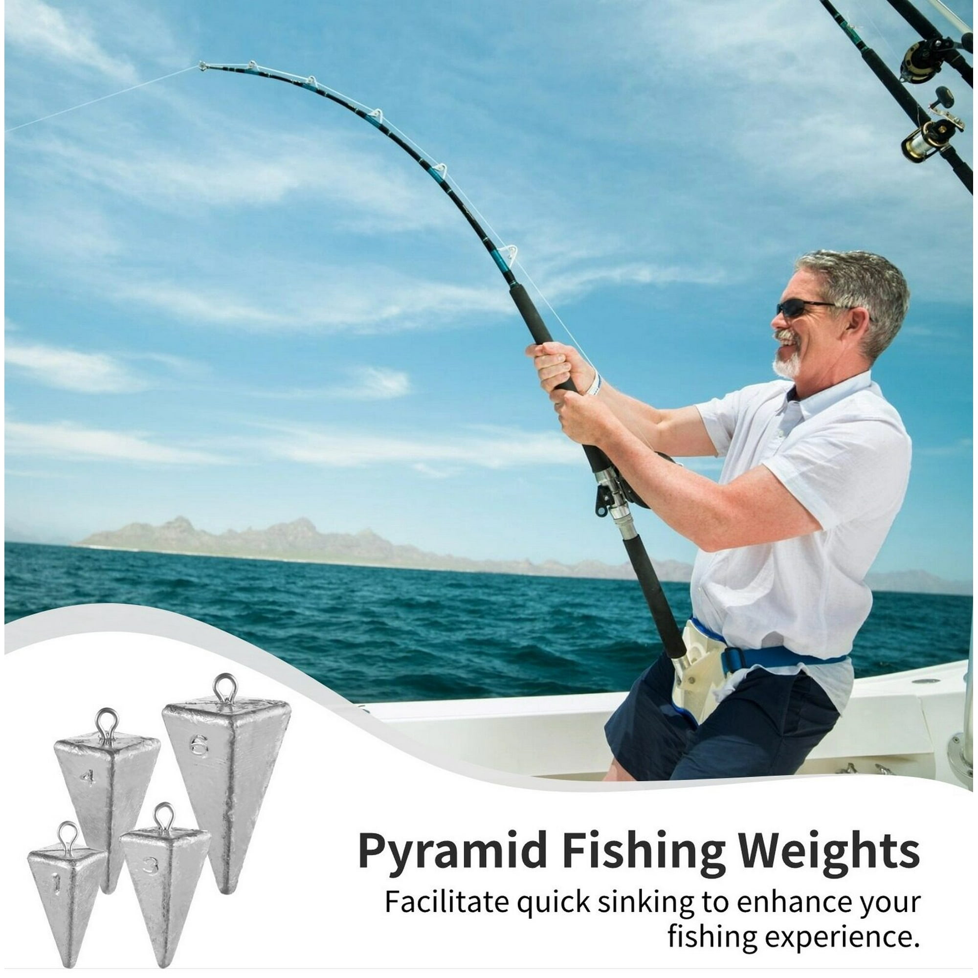 42 Pcs Fishing Weights, 1oz/3oz/4oz/6oz Pyramid Sinkers Kit