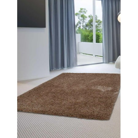 Rugsotic Carpets Hand Tufted Shag Polyester 3'x5' Area Rug Solid Beige (Best Way To Get Red Stains Out Of Carpet)