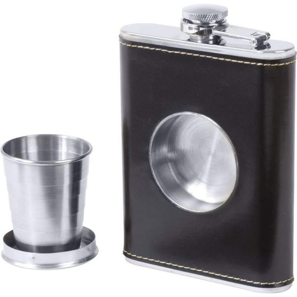 Maxam® 6.8oz Stainless Steel Flask with Built-In Cup - Walmart.com