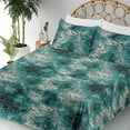 thumbnail image 3 of Ambesonne Retro Fitted & Flat Sheet with Sham 3 Pcs Set, Vintage Abstract Pattern Plot, Twin, Dark Teal and Cadet Blue, 3 of 5