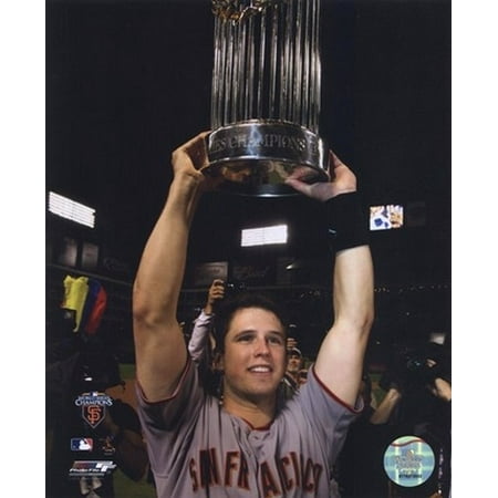 Buster Posey With World Series Trophy Game Five of the 2010 World Series Photo Print (20 x 24)