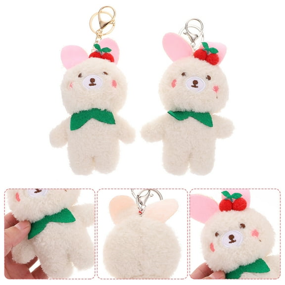 CATIEBYE Bunny Keychains Plushies White 2Pcs