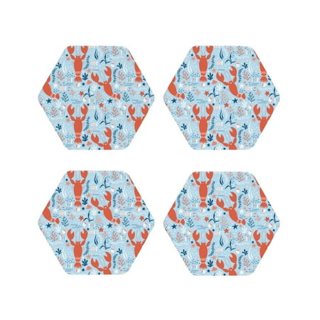 

Tideii Lobsters for Leather Coasters 4 Pieces Anti-fouling and Anti-scalding Decorative Coasters Suitable for Restaurants Kitchens Coffee Shops-Hexagon