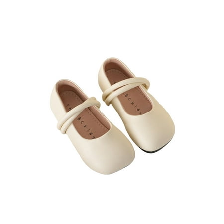 

Lumento Children Dress Shoes Slip On Loafers Square Toe Flats Lightweight Casual Shoe Walking Comfortable Solid Color White 7.5C