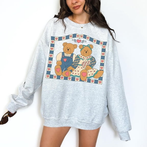 Vintage Teddy Bear Sweatshirt, Retro 90s Bear Crewneck, Cute Grandmillennial Pullover, Cozy Thrifted Style Clothing