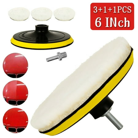 Wool Polishing Pad Set, Car Polishing Pad Kit 5 Pcs 6 Inch Buffing Polishing Pads Polishing Pad Kit for Drill