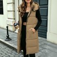 thumbnail image 7 of cocolona Long Puffer Vest for Women Trendy Hooded Sleeveless Stand Collar Button Down Long Coat Quilted Winter Warm Snow Overcoat with Pocket, 7 of 7