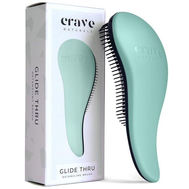Crave Naturals Glide Thru cepillo desenredante para cabello natural rizado, liso, húmedo o seco, herramienta de peinado suave para adultos, niños, niños pequeños y niñas pequeñas, 7,5 x 3 pulgadas, co