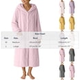 thumbnail image 3 of Sofwtay Women's Plus Size Cable Fleece Hooded Button Front Long Bath Robe with Side Pockets for Ladies Loungewear Sleepwear, 3 of 8