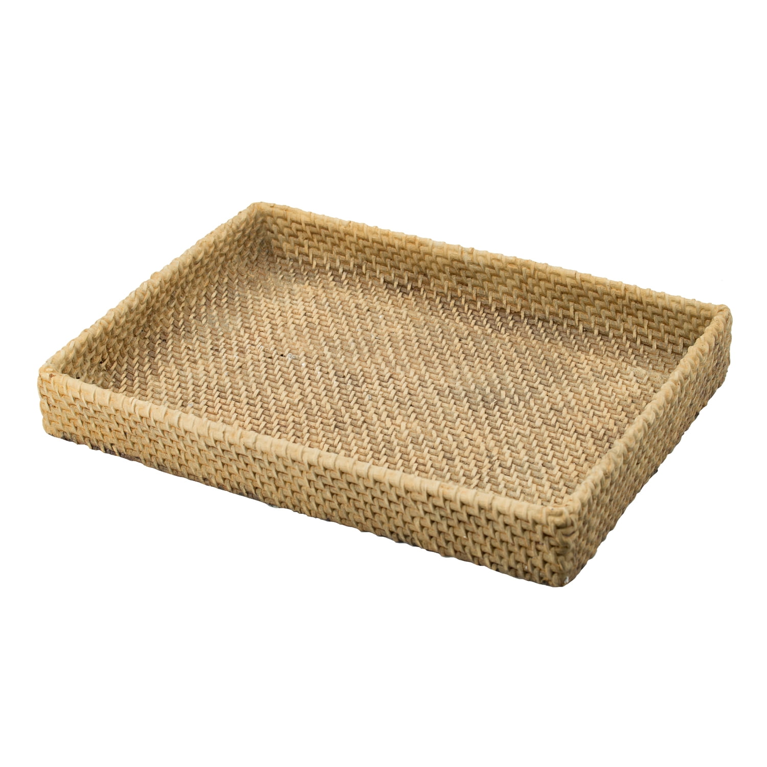 Wood Wicker Rattan Fruit Food Square Serving Tray Large 20 1/8" x 20 1/8" 