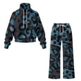 thumbnail image 5 of Psesaysky Women 2 Piece Outfits Blue Cheetah Print Fall Sweatsuits Turtleneck Sweatshirt Wide Leg Sweatpants Y2K Lounge Sets Tracksuit, Size XS, 5 of 6