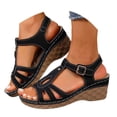 thumbnail image 3 of Wedge Sandals For Women Wide Width Comfortable Open Toe Ankle Strap Platform Low Heel Summer Casual Walking Shoes, 3 of 9