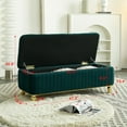 thumbnail image 4 of Modern Button Tufted Velvet Storage Ottoman, Upholstered Bench Footstool with Safety Hinge and Gold Metal Legs for Living Room Bedroom, 4 of 9
