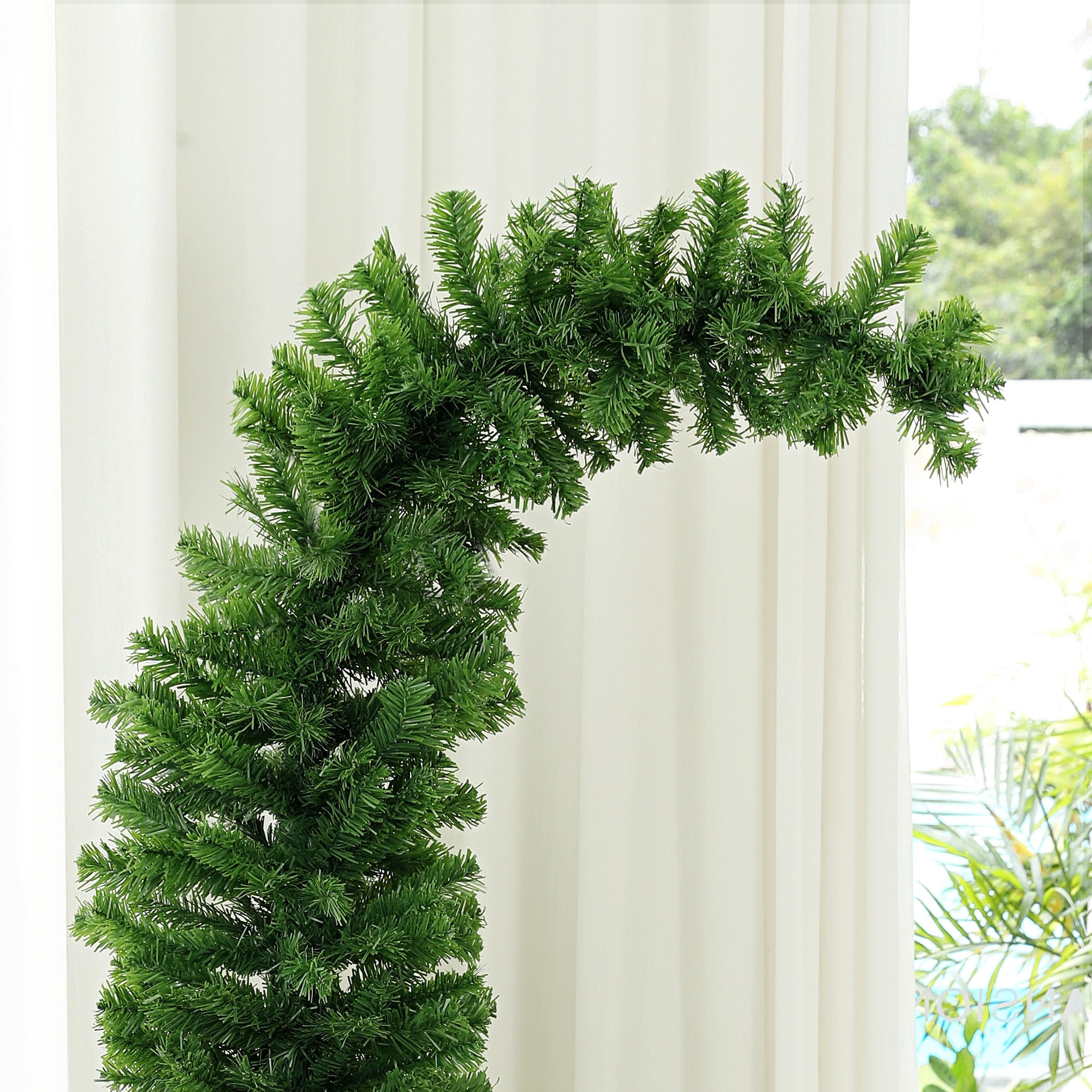 6ft Unlit Curled Top Pencil Christmas Tree 400 Tips Flame Retardant Small Space Holiday Decor