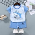 thumbnail image 2 of mgoYE 18-24 Months Girl Clothing Casual Round-neck Short-sleeved T-shirt and Short Suit Summer Beachwear|Sky Blue 3-6 Months, 2 of 4