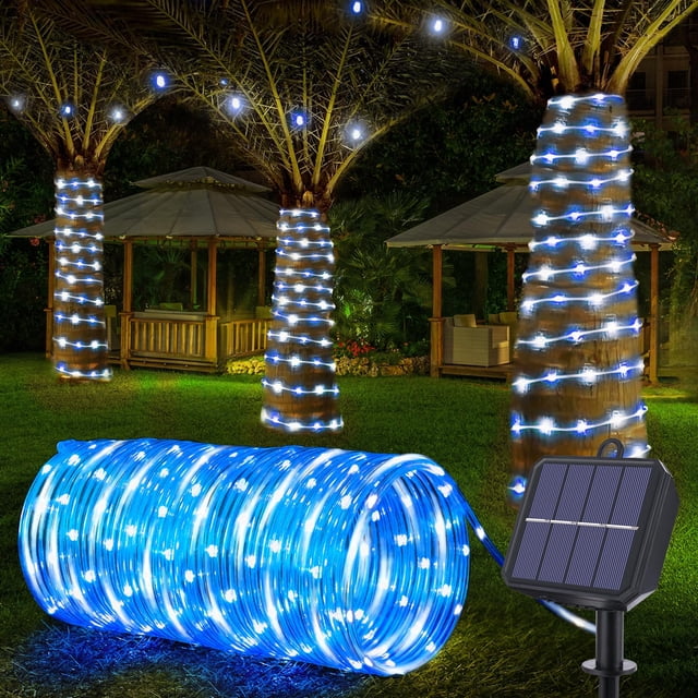 Luces solares tipo cuerda Jnaurb, 66 pies, 200 LED, 8 modos, resistentes al agua