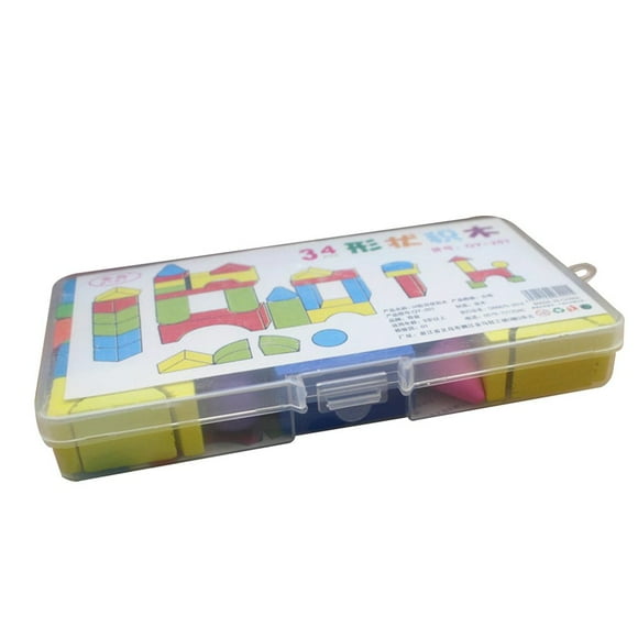 MesaSe Ensemble de 34 Pcs Blocs en Bois Colorés pour Bébé Jouets Blocs de Construction Empilables à Formes Géométriques Jouet pour Tout-Petits et Maternelle
