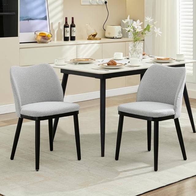 QinaQin Juego de 2 sillas contemporáneas para comedor, tapizadas en tela con asiento acolchado, diseño moderno y cómodo para casa, comedor, cocina o restaurante
