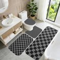 thumbnail image 5 of Black and Gray Checkered Pattern Bathroom Rug Set 4 Piece,Includes Contour,Lid Cover,Bath Mat,Non-Slip Extra Soft Absorbent Washable, 5 of 5
