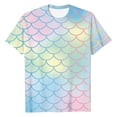 thumbnail image 4 of Wang6 Womens Plus Size Short Sleeve Graphic Tees Causal Sparkle Fish-Scale Printed Tshirts Summer Loose Fit Crew Neck Tops Shirts Multicolour L, 4 of 4