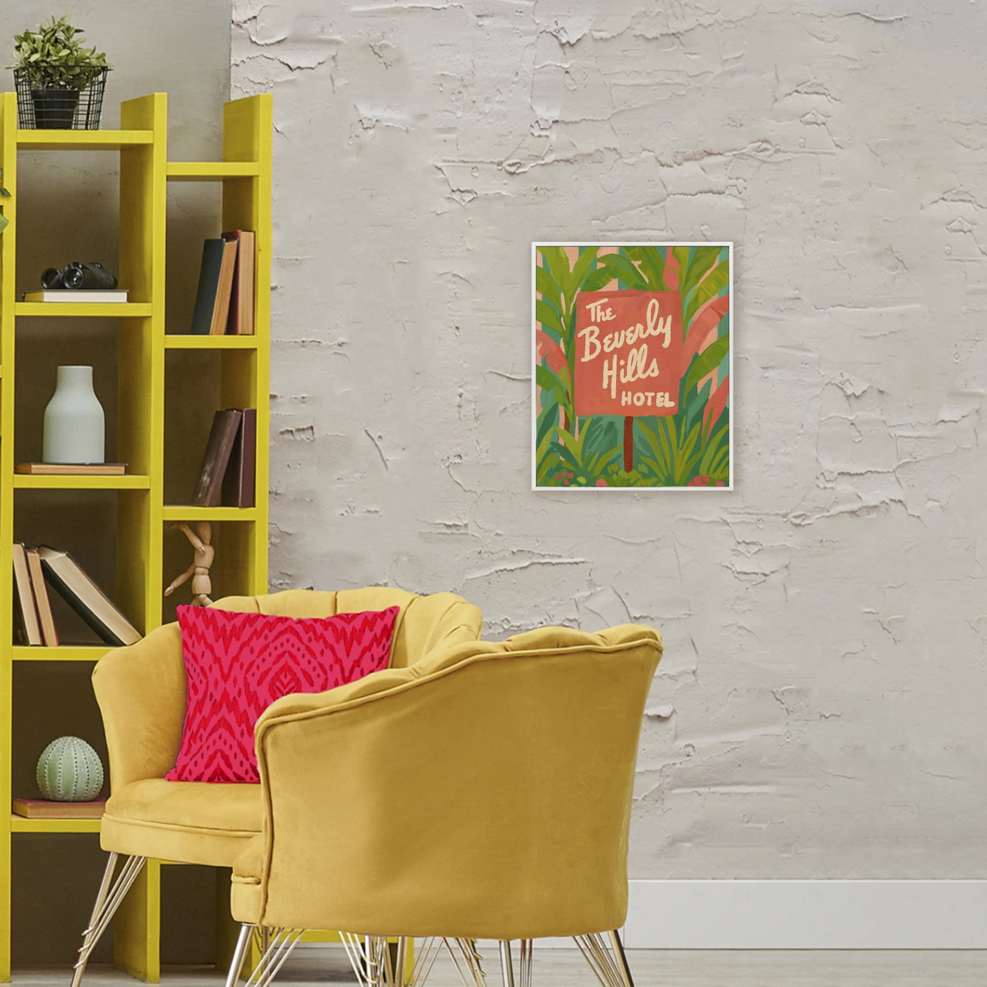 Stupell Industries Tropical Beverly Hills Hotel White Framed Giclee Art, design by Amelia Noyes
