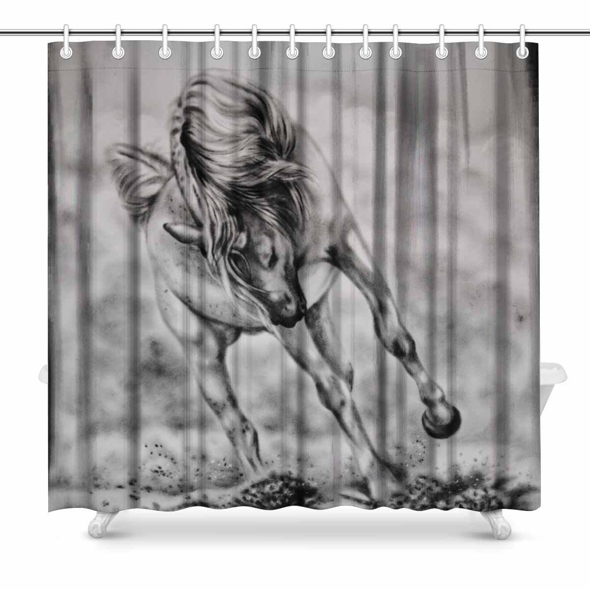horse shower curtain for girls