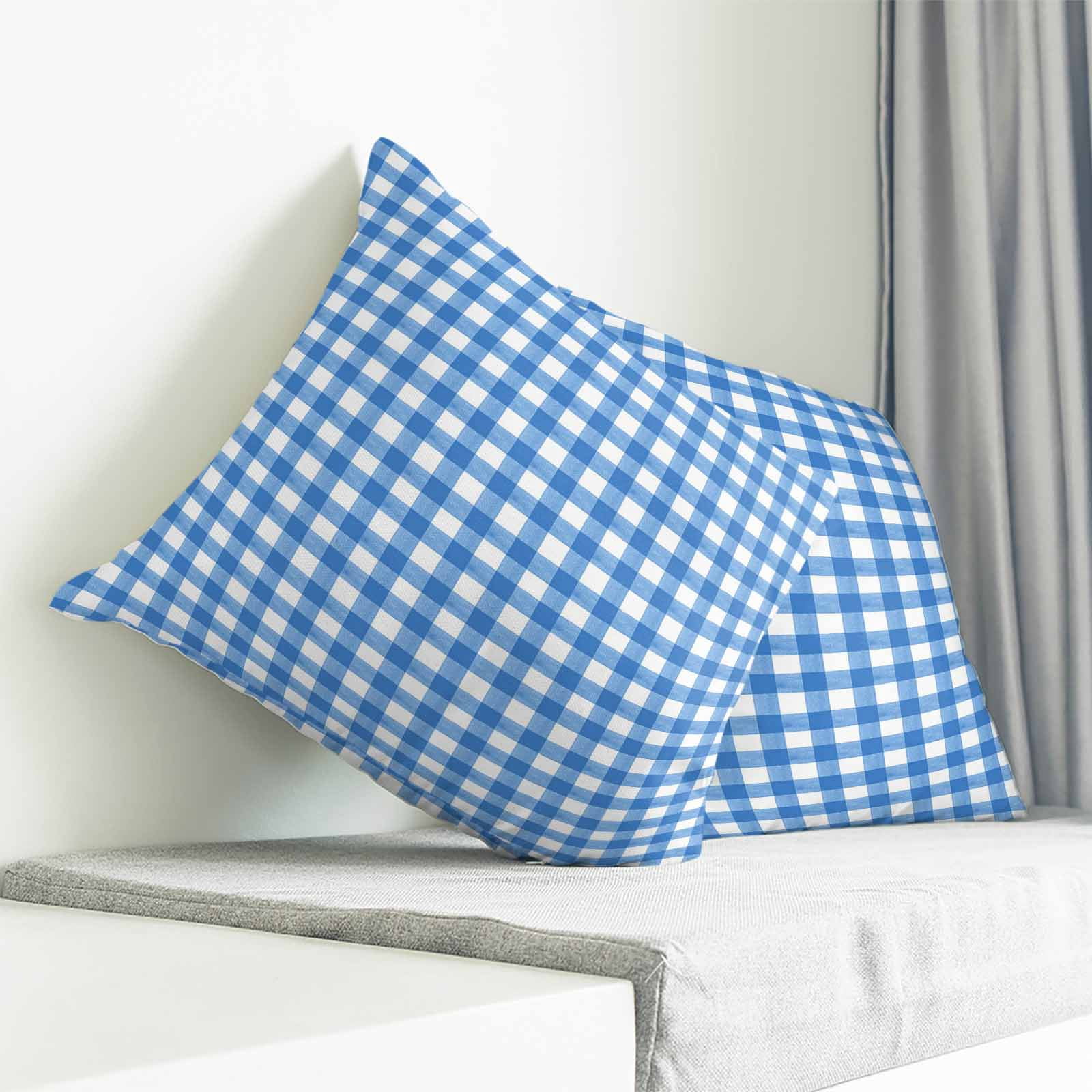 Throw Pillow Covers 20x20 Inch, Blue Decorative Pillow Cases for Couch Sofa Bed, Country French Rustic Buffalo Plaid Modern Art Cotton Linen Square Home Decor Pillowcases with Hidden Zipper