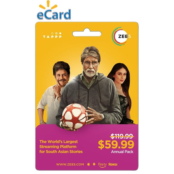 ZEE5 $59.99 Annual Access eGift Card [Email Delivery]