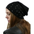thumbnail image 3 of NYFASHION101 Unisex Comfort & Warm Knit Studded Slouchy Beanie Hat Black, 3 of 4