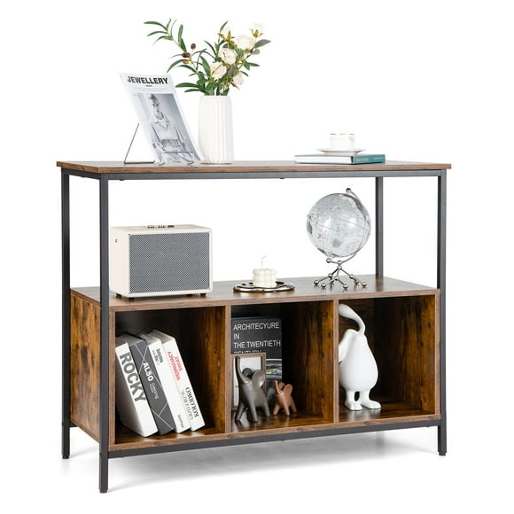 Giantex Buffet Bahut avec Armoire de Rangement et Étagères, Support de Four à Micro-Ondes Industriel, Station de Bar à Café, Chariot d'Îlot de Cuisine Fixe