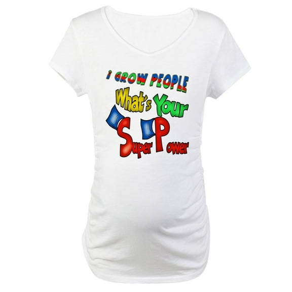 CafePress - Grow People Super Power Maternity T Shirt - Cotton Maternity T-shirt, Cute & Funny Pregnancy Tee