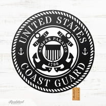 RealSteel US Military Branch Wall Art - Army, Navy, Air Force, Marine Corps, Coast Guard & Space Force (CoastGuards/ Black)