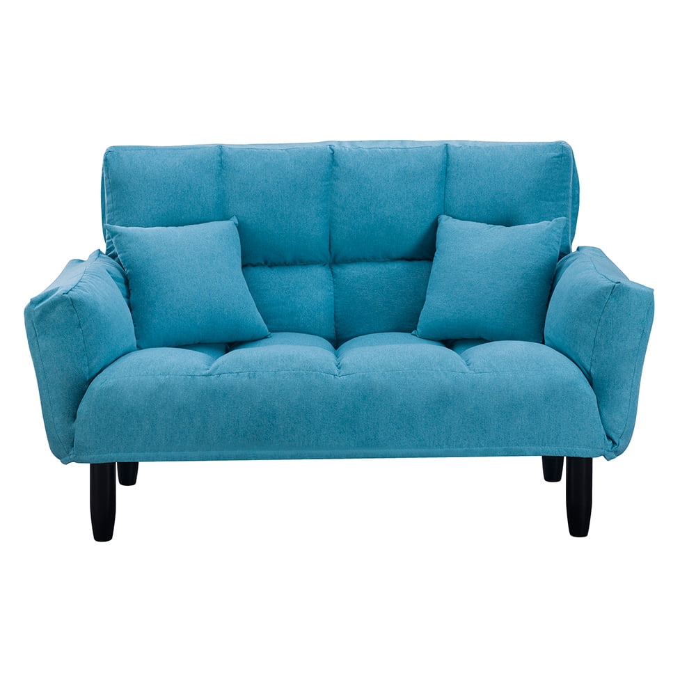 Kepooman Upholstered Tufted Sleeper Sofa, Adjustable Lounge Couch with Pillows - Blue Kepooman Upholstered Tufted Sleeper Sofa, Adjustable Lounge Couch with Pillows - Blue