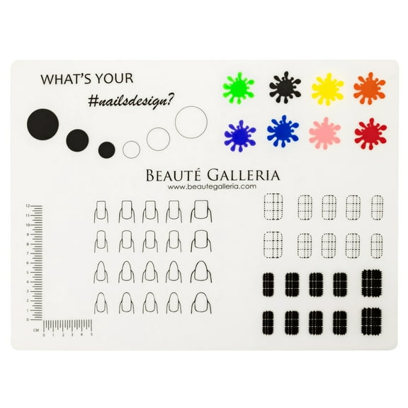 Beaute Galleria Rollable Silicone Nail Art Stamping Mat, Nail Decals Practice Washable Mess-Free Mat
