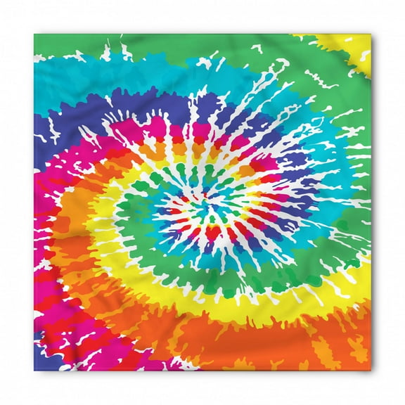 Rainbow Bandana, Rainbow Tie Dye Effect, Unisex Head and Neck Tie, by Ambesonne