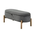 thumbnail image 2 of Foam Cushioned Gray Bench with Corduroy Upholstery and Storage for Living Rooms, 2 of 5