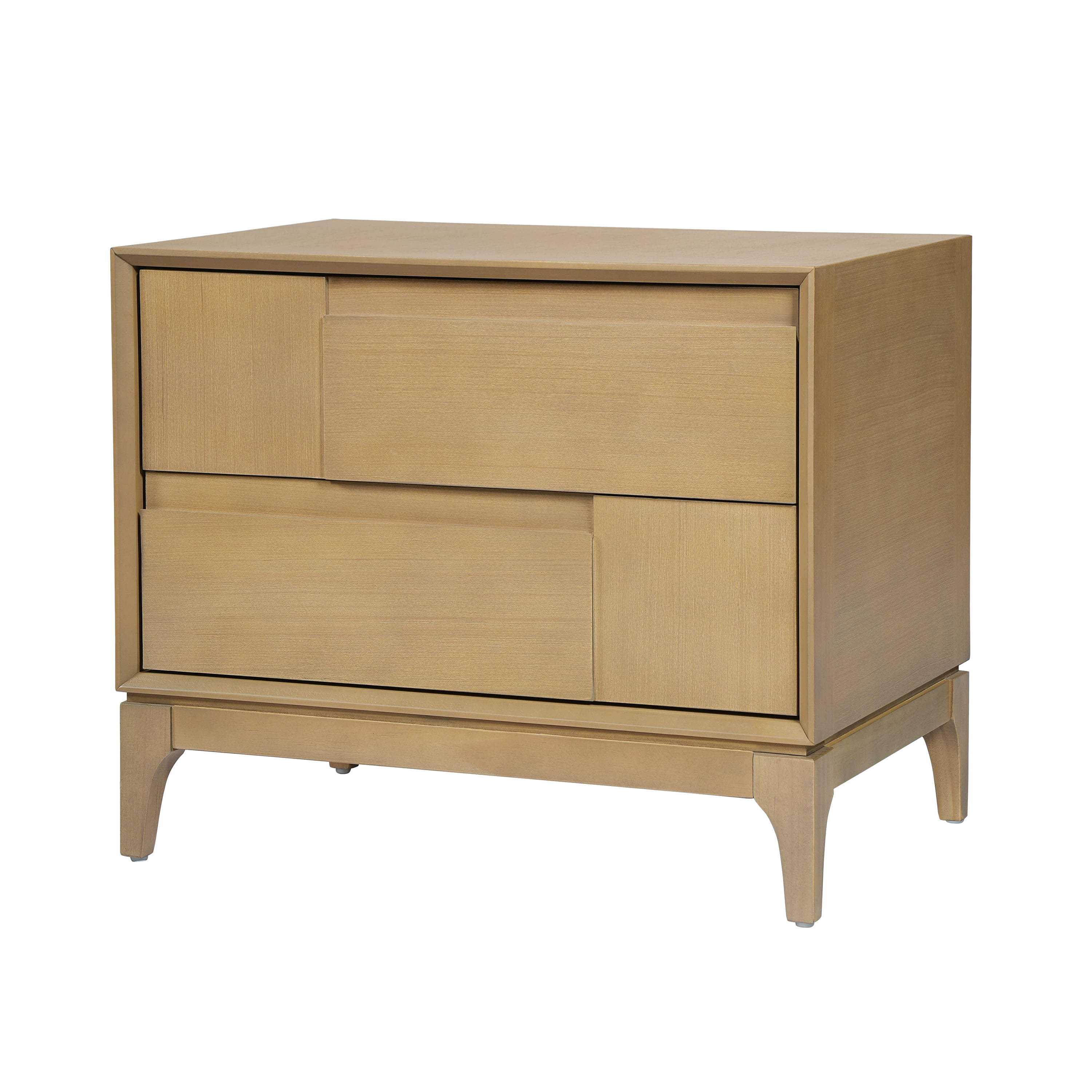 Euroco Mid-Century Modern Nightstand with 2 Storage Drawers, 24" Wide End Table with Tapered Legs,Wood Bedside Table for Bedroom,Living Room,Natural