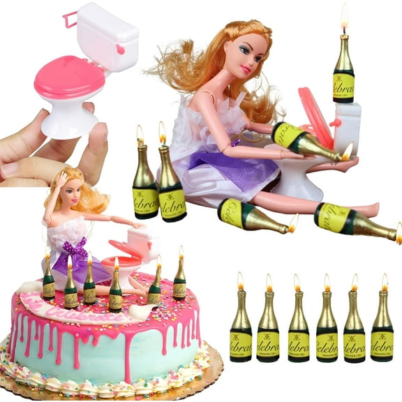 Drunk Doll Cake Topper Funny 21st Birthday Decoration Kit (Blonde)