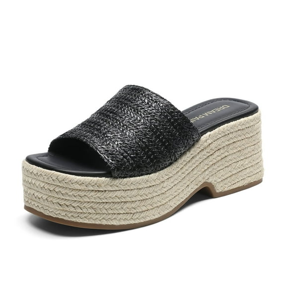DREAM PAIRS Wedges Slides Sandals for Women Platform Open Toe Espadrilles sandals Comfortable Fashion Beach Sandals Suitable for Vocation Dressy Outdoor Summer Shoes