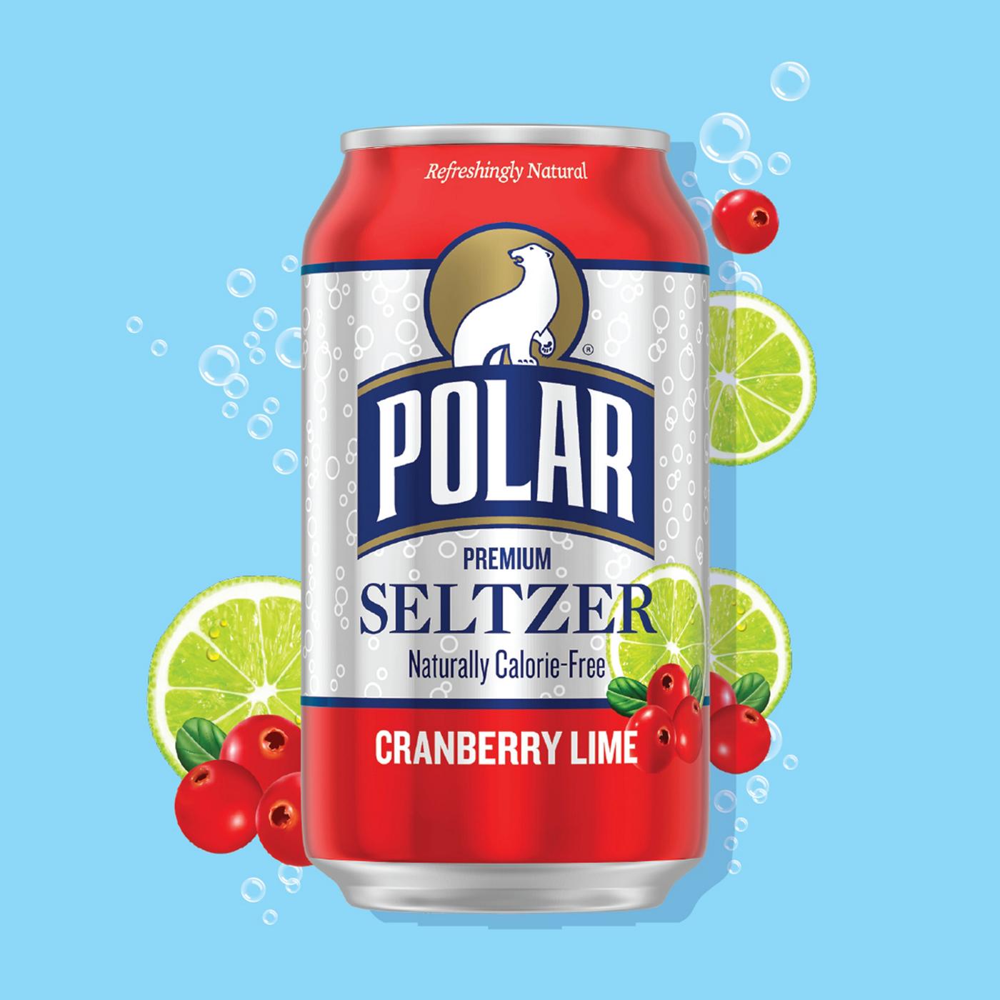 Polar Cranberry Lime Sparkling Water, 12 fl oz Cans, 24 Pack | Naturally Flavored Sparkling Water | Zero Calories & Sugar-Free