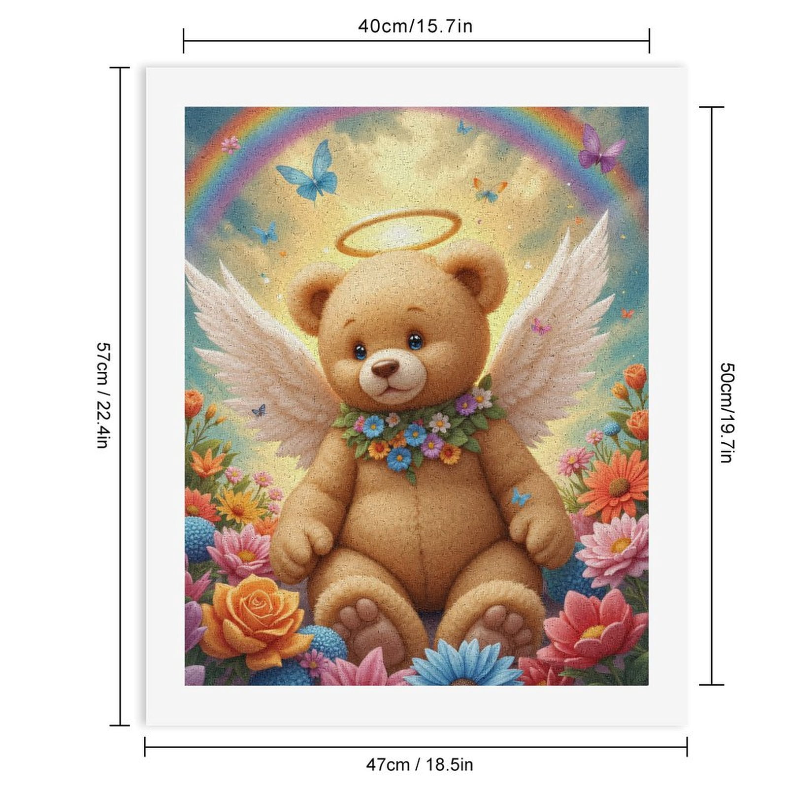 Paint By Numbers Kit for Adults Beginner - DIY Teddy Angel Rainbow Garden Canvas Painting Kits for Adults, Frameless Paint By Number for Adults for Home Wall Decor 16x20 Inch