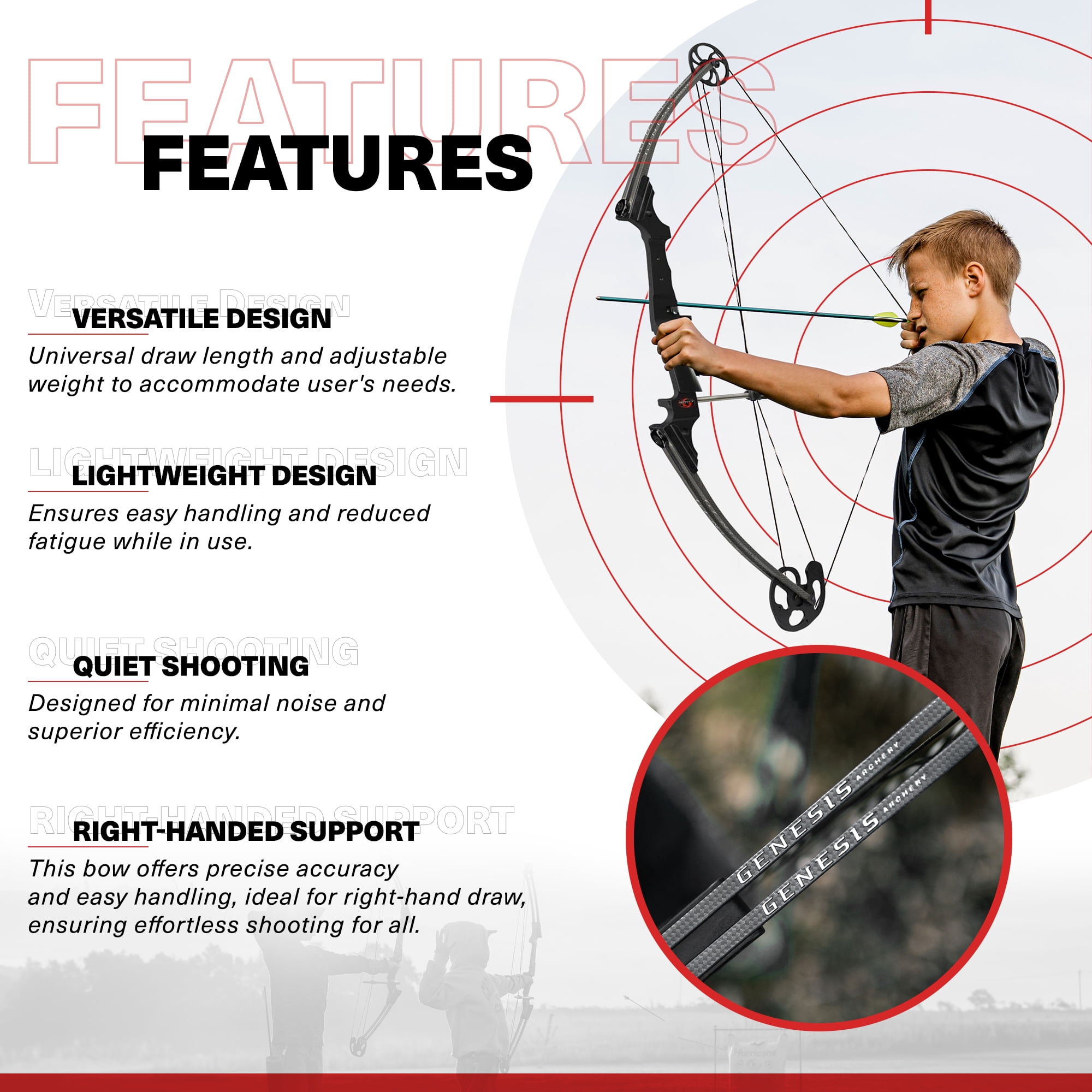 Genesis Archery Original 20 Pound Carbon Fiber Right Hand Compound Bow, Carbon
