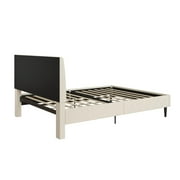 Mainstays Vera Upholstered Velvet Platform Bed, No Box Spring Required, Queen, Cream