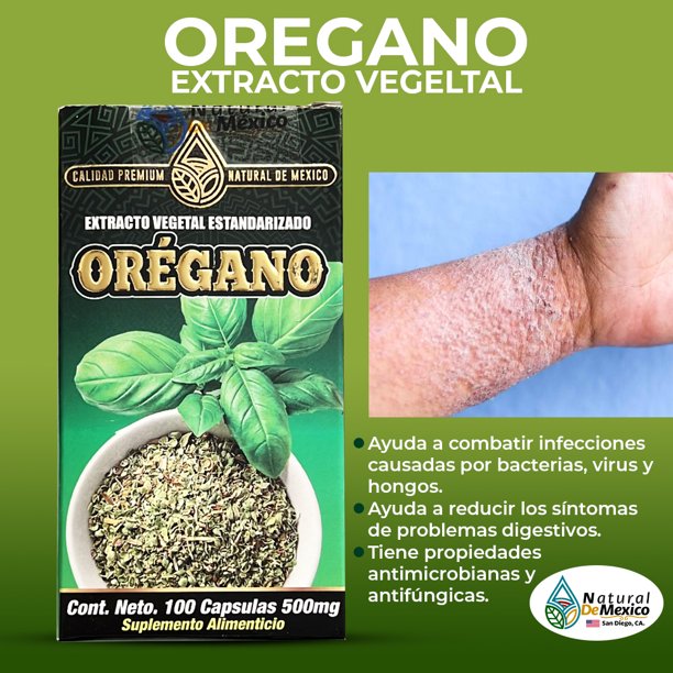 Oregano Extract Supplement 100 Capsules 500mg. (Origanum vulgare) By Natural de Mexico