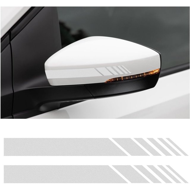 Yazoeia 2PCS Car Rear View Mirror Stickers, Waterproof Auto Side Rearview Mirrors Decal Stripes, Universal Anti-Collision Striped Automotive Warning Stripes for Most Vehicles (White) CJC912-114728